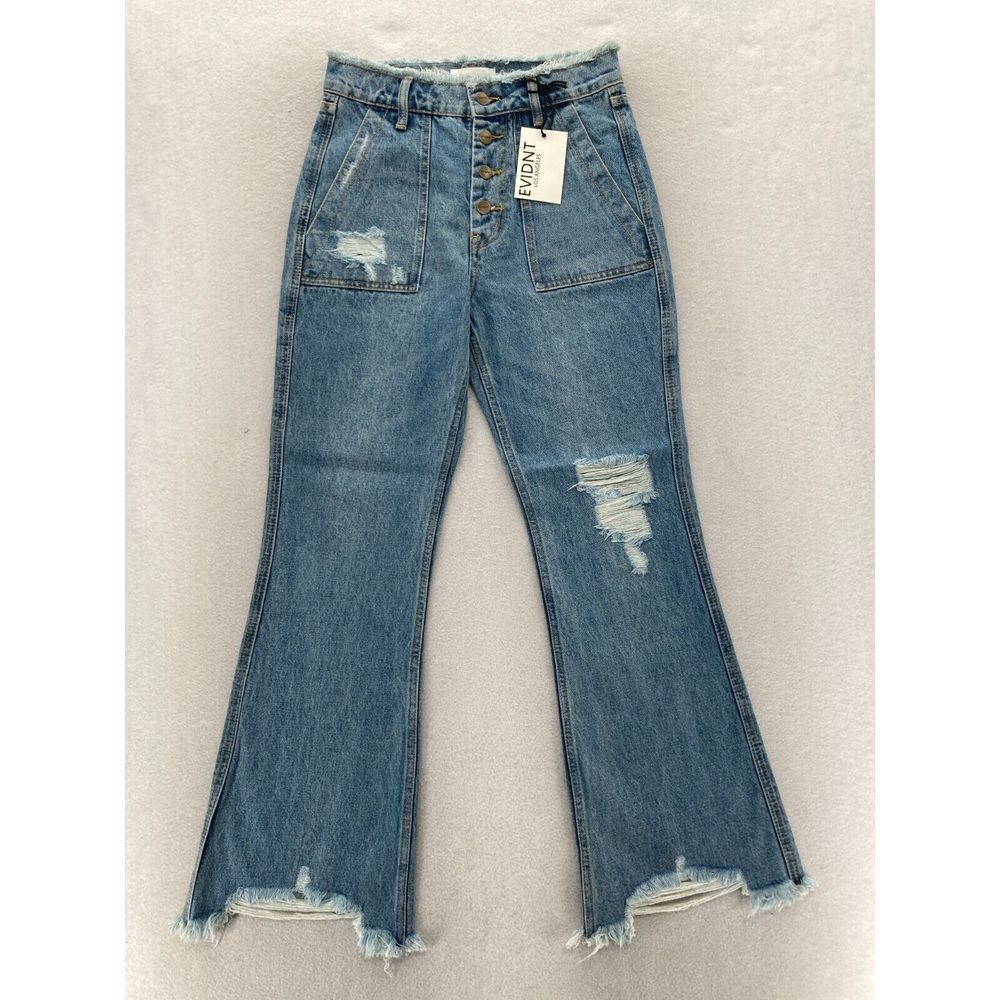 Anthropologie EVIDNT Los Angeles‎ Saint Denis Flare Jeans Women's 26 Distressed